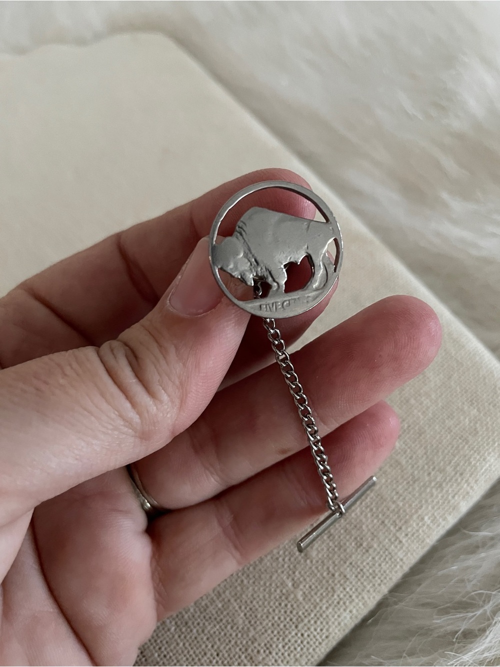 Vintage Silver Buffalo Tie Tack